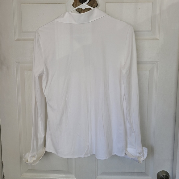 (1332) Calvin Klein Woman's Long Sleeve Blouse, Size: Medium Color: White - Picture 9 of 12